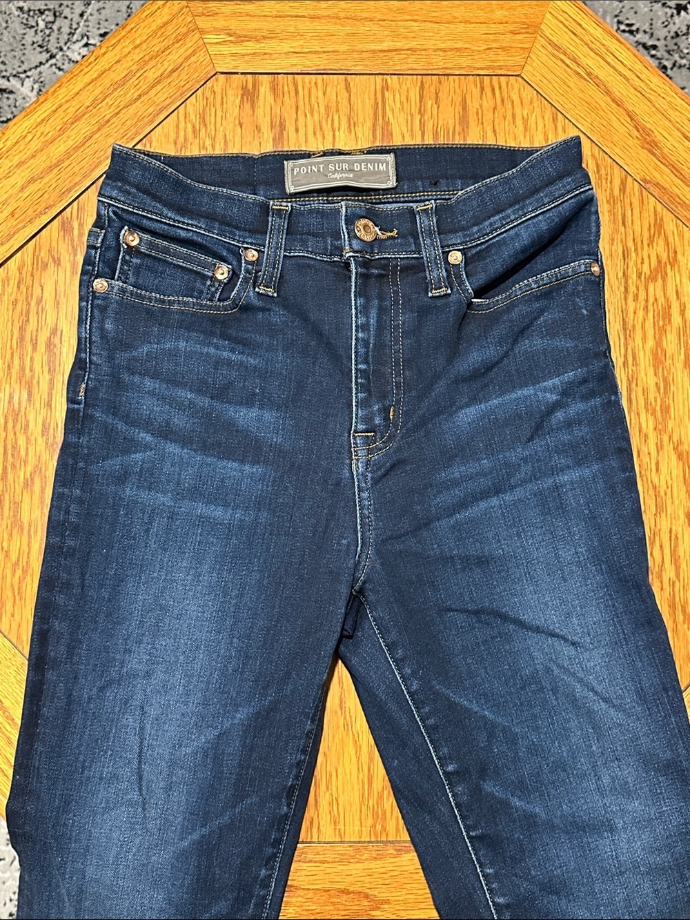 *POINT SUR* Dark Blue Skinny Denim Jeans California Made in USA Size 26 - Picture 2 of 8